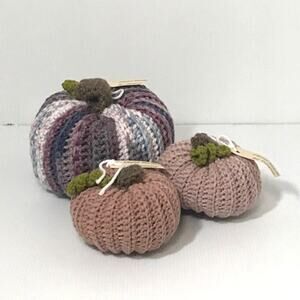 NWT Multicolor Handmade Crocheted Pumpkin Set of 3 by Dawny
